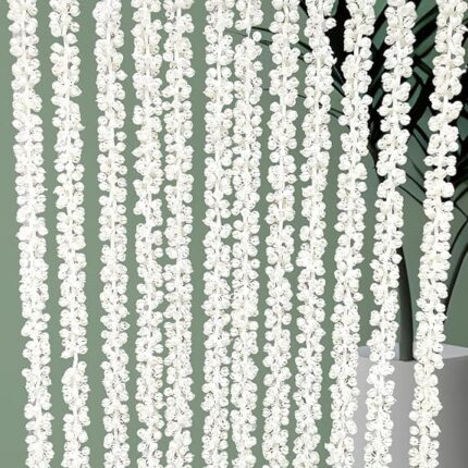 Tiny Shiny Artificial Jasmine Mogra Flower Garland String, White 152.4 cm, Wedding Party Decoration, Home Decoeration, Pooja Mandir Decoration