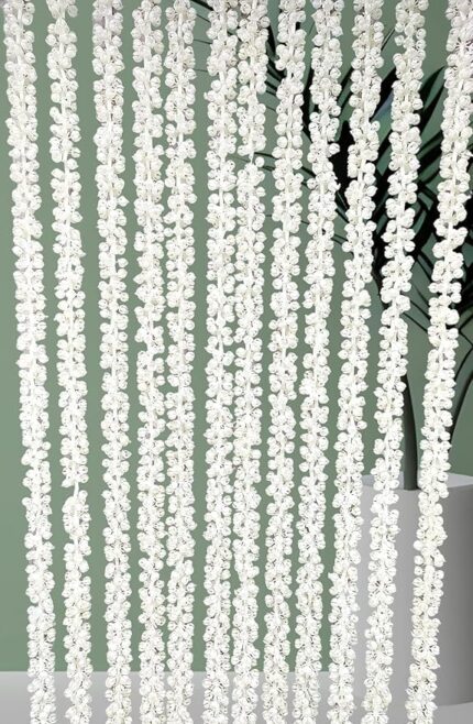Tiny Shiny Artificial Jasmine Mogra Flower Garland String, White 152.4 cm, Wedding Party Decoration, Home Decoeration, Pooja Mandir Decoration