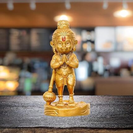 tiny shiny Bal Lord Hanuman Dhyan Mudra Showpiece for Home Decor Living Room | Hanuman Idol Statue for Car Deshboard Hanuman Ji Bajrang Bali Ki Murti for Home and Office...