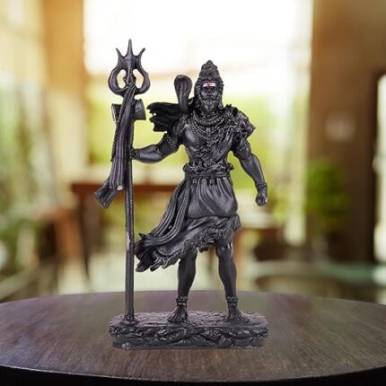 tiny shiny Standing Shiv Ji Statue Murti Good Luck Gift Shiva Murti for Car Deshboard Office Home Living Pooja Room Decorative Showpiece, Dark Black, Resin