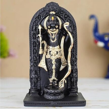 tiny shiny Ram Lala Idol Murti Statue | Ayodha's Shree Ram Lala Statue/Home Decor/Decorative Items for Living Room/Office/Show Piece(Black&Gold), Resin, Religious