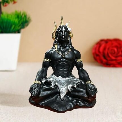 tiny shiny Adiyogi Shiv Idol Statue Murti for Car Deshboard l Gift for Diwali Maha Shivratri Housewarming Birthday | Mahadev Statue for Home Decor Pooja Room Office