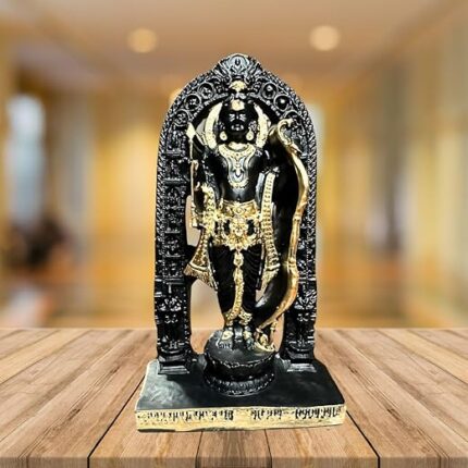 tiny shiny Ram Lala Idol Murti Statue | Ayodha's Shree Ram Lala Statue/Home Decor/Decorative Items for Living Room/Office/Show Piece(Black&Gold), Resin, Religious